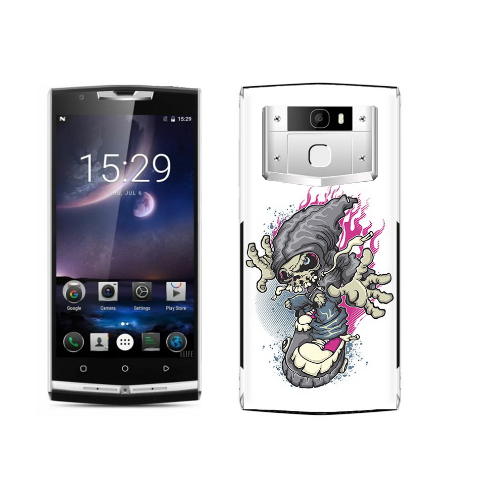 фото Чехол mypads tocco для oukitel k10000 pro нарисованный скелет на скейт борде