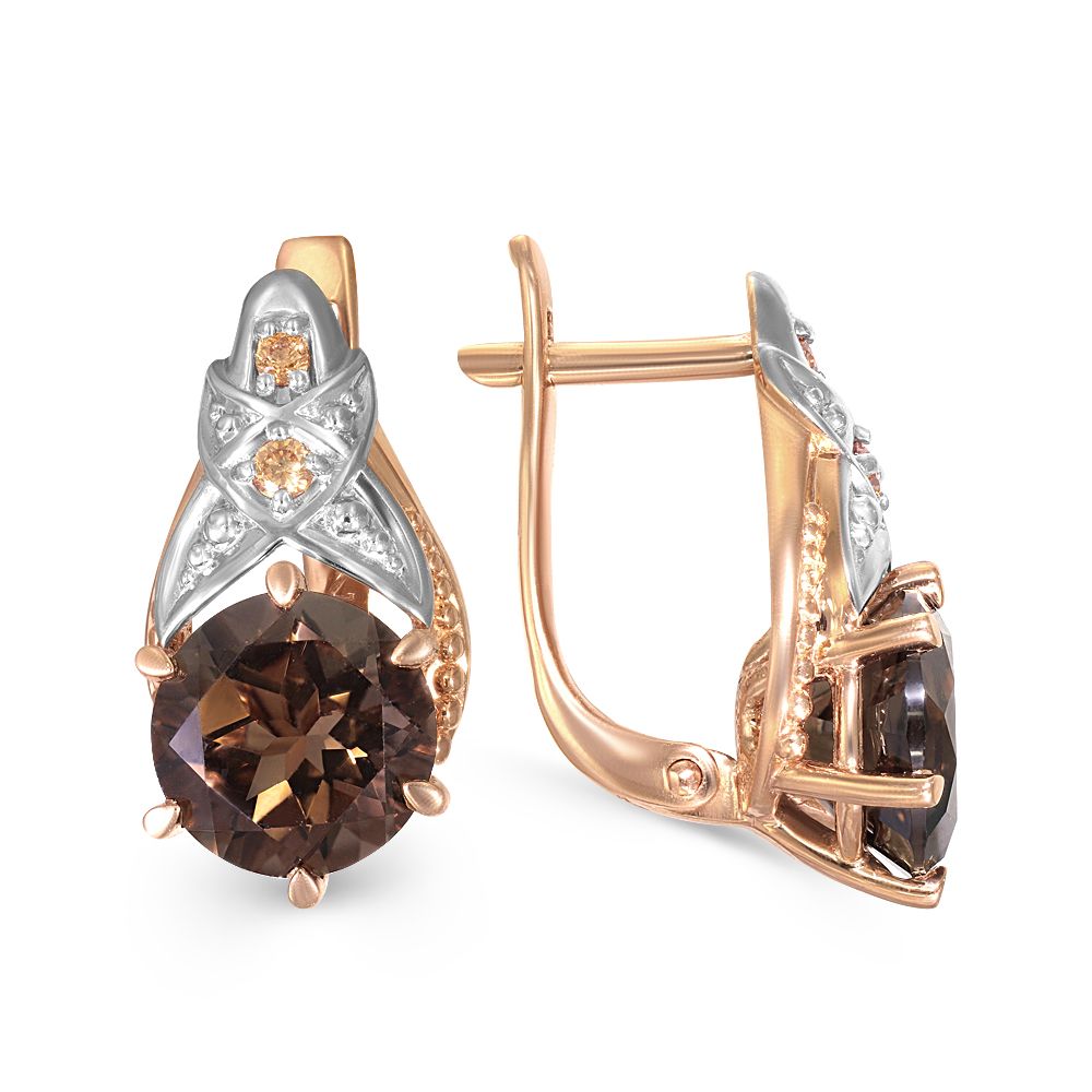 

Серьги из красного золота с раухтопазом NEWGOLD 095051_02_01_005_2317, 095051_02_01_005_2317