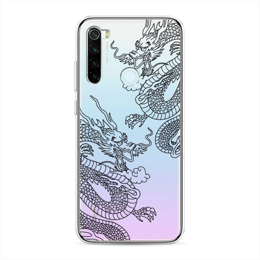 

Чехол на Xiaomi Redmi Note 8T "Два китайских дракона", Серый;черный, 37450-1