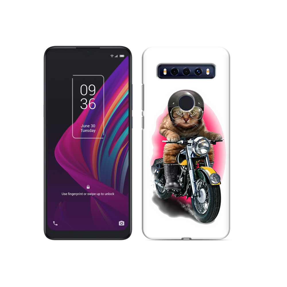 

Чехол MyPads Tocco для TCL 10 SE мото-кот, Прозрачный, Tocco