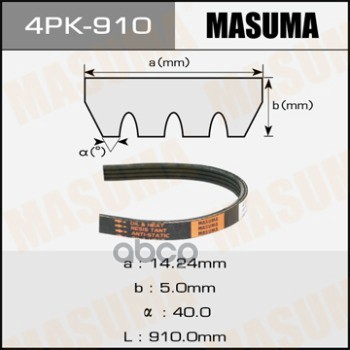 

Ремень Поликлиновой Masuma 4pk-910 Masuma арт. 4PK-910