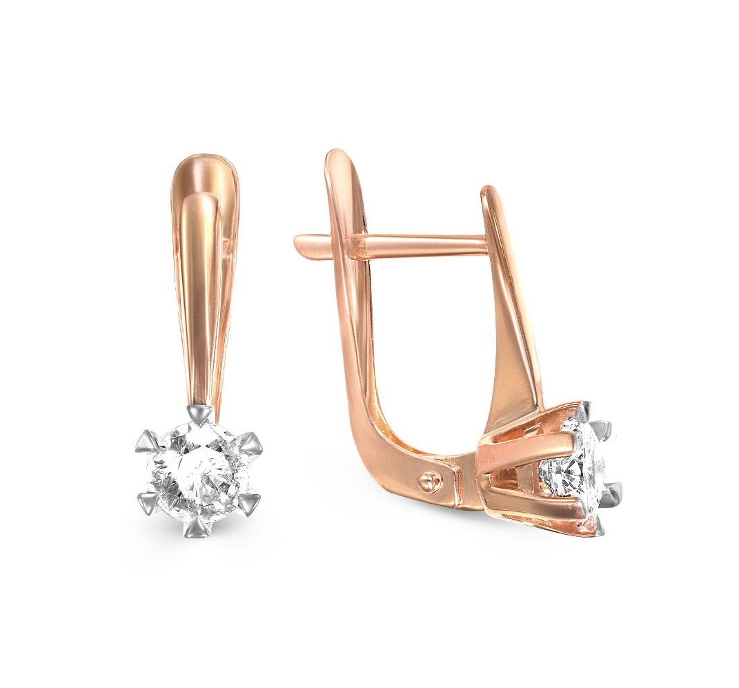 

Серьги из красного золота с фианитом NEWGOLD 105020292343f, 105020292343f