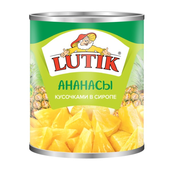 фото Ананасы кусочками lutik в сиропе 580 мл