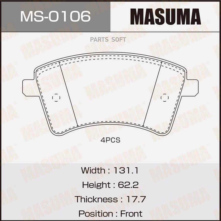 

Колодки тормозные RENAULT 08- передн. MASUMA MS-0106