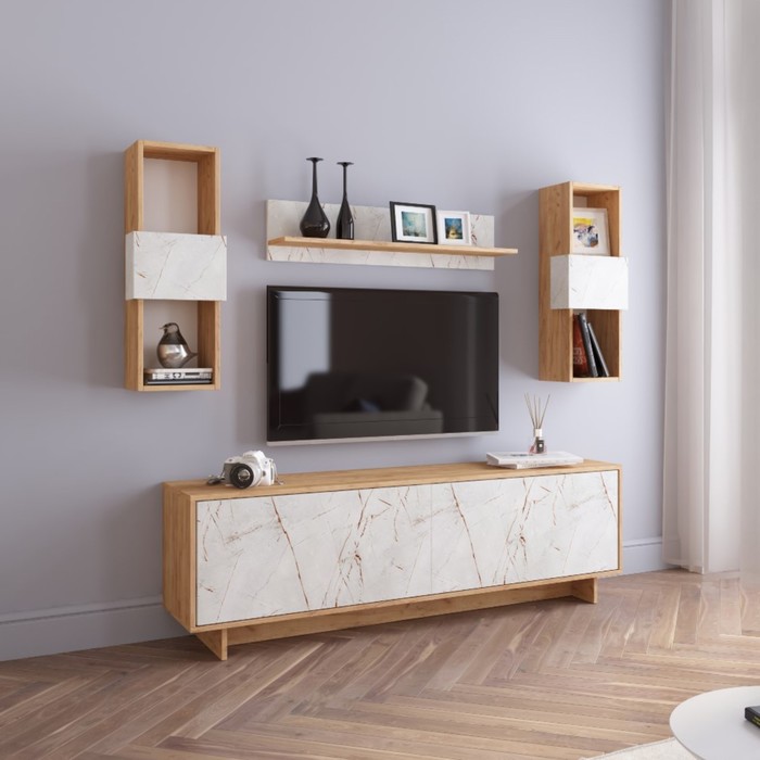 

Гостиная Oskar mini 1600х343х500 Дуб золотой /Каспий Светлый