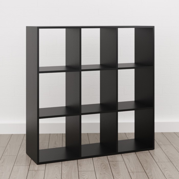 фото Клик мебель стеллаж куб-9 1066х330х1066 черный матовый