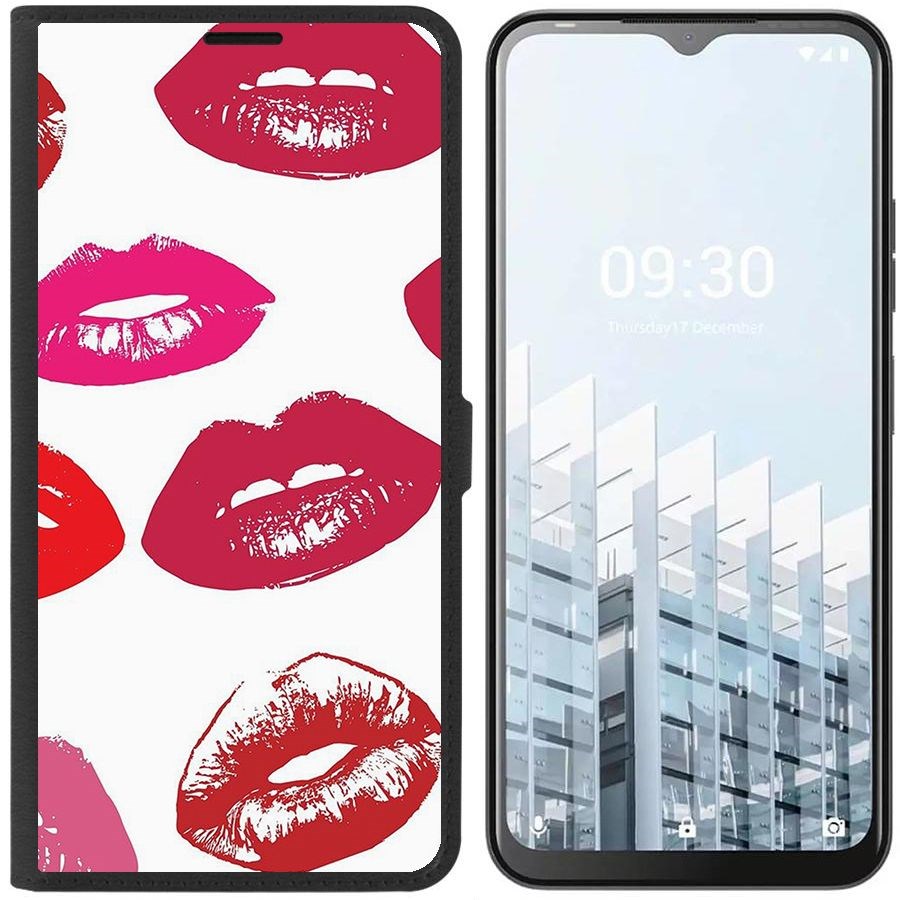 

Чехол-книжка Eco для Tecno POP 6 Pro Губы паттерн 2 (черный)