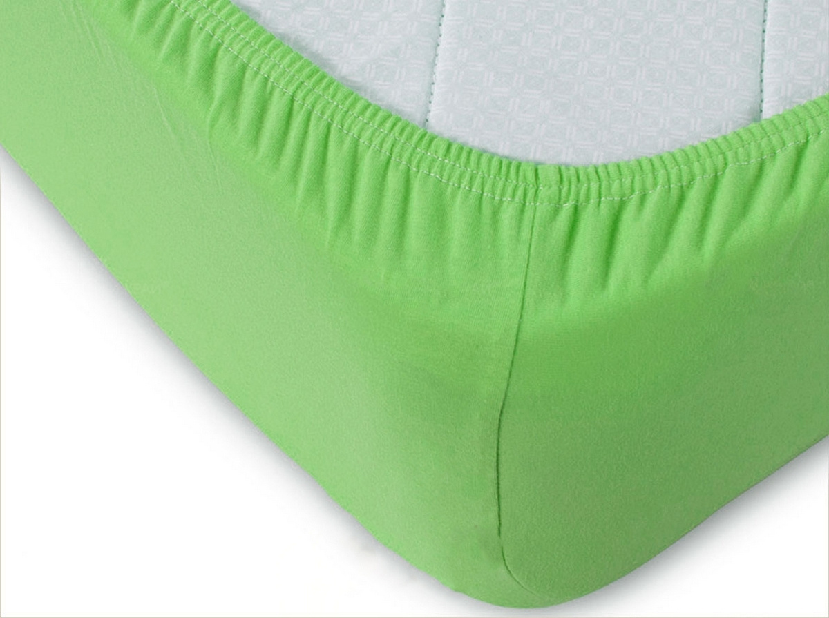 фото Простыня на резинке хлопковый край радуга желаний 140x200 см зеленый