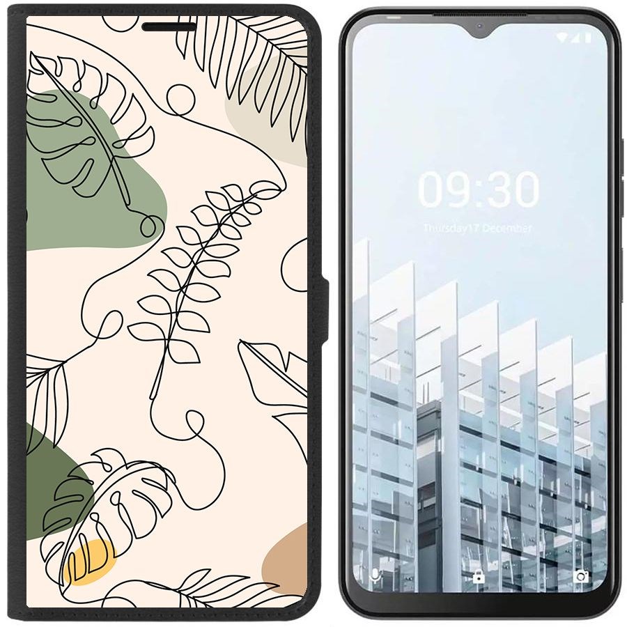 

Чехол-книжка Eco для Tecno POP 6 Pro Линия весны (черный)