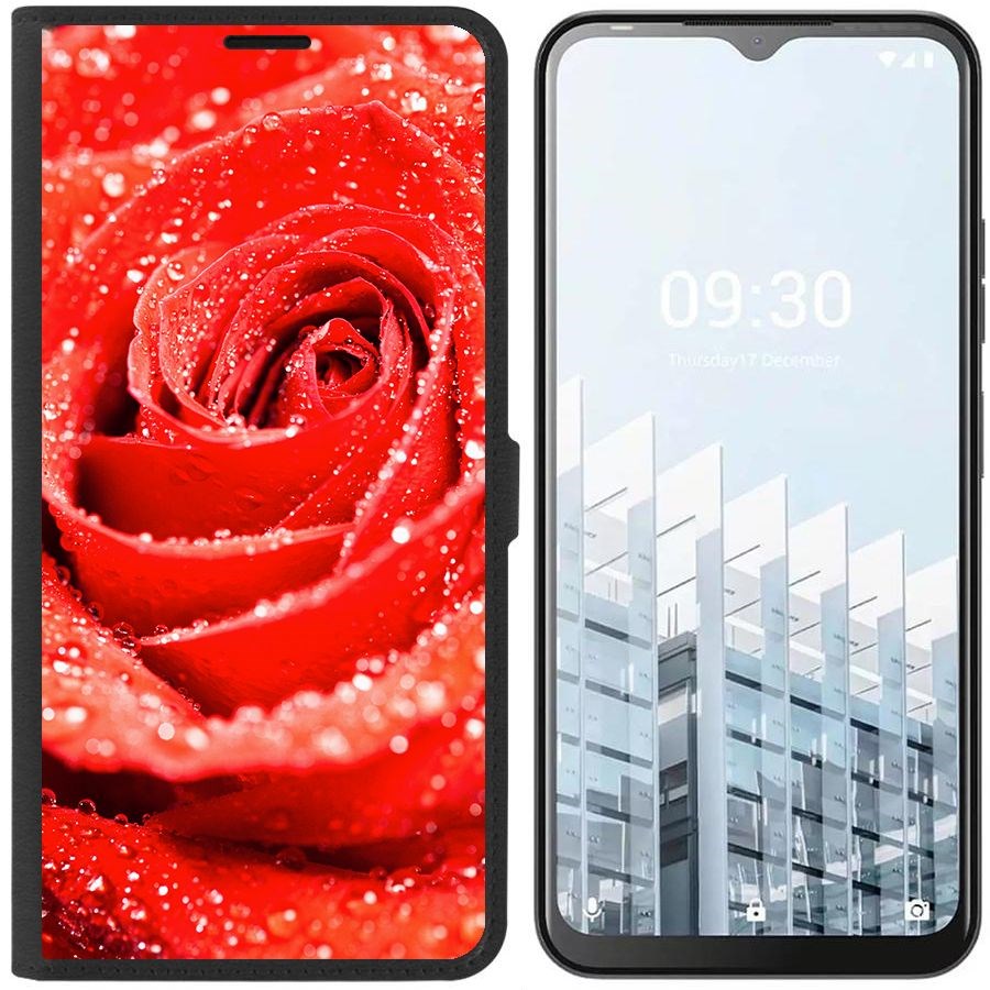 

Чехол-книжка Eco для Tecno POP 6 Pro Роза (черный)