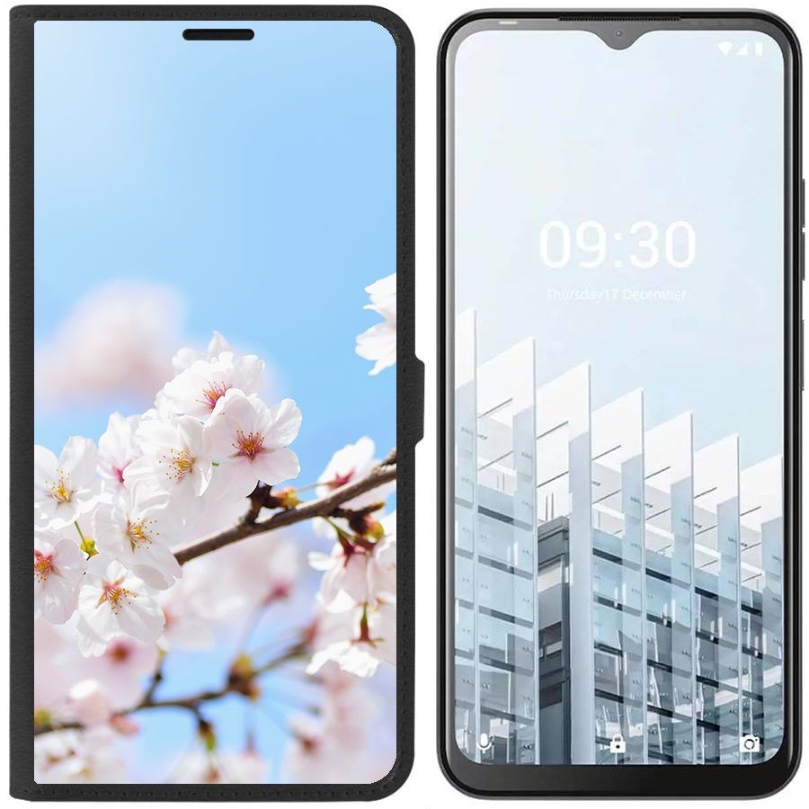 

Чехол-книжка Eco для Tecno POP 6 Pro Цветение (черный)