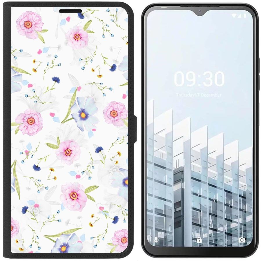 

Чехол-книжка Eco для Tecno POP 6 Pro Цветочный паттерн 3 (черный)