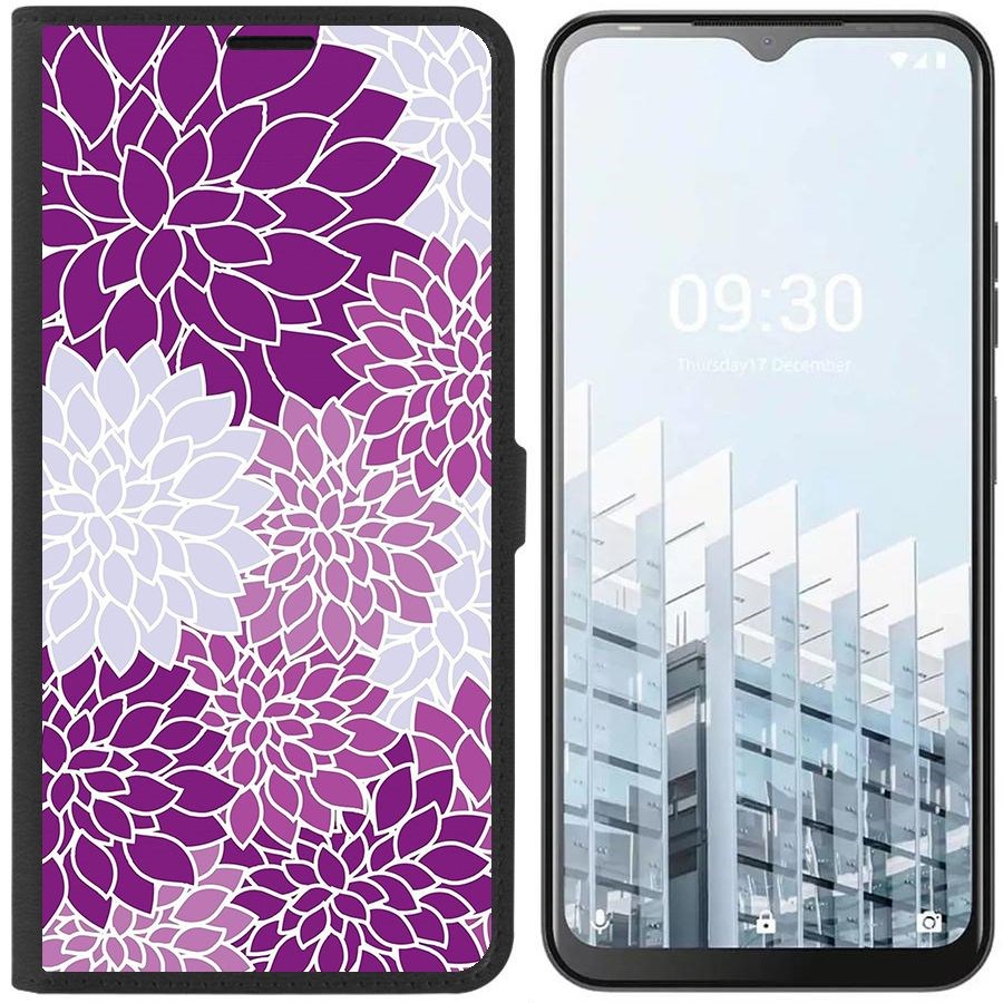 

Чехол-книжка Eco для Tecno POP 6 Pro Цветочный паттерн 2 (черный)