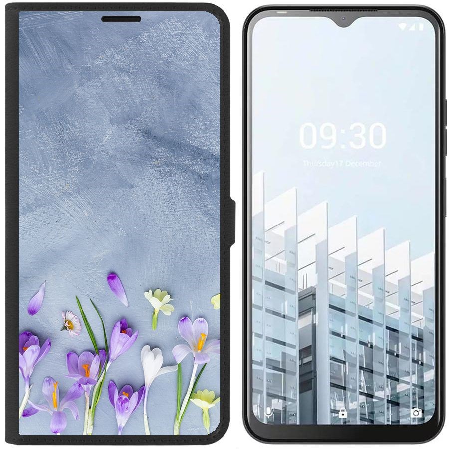 

Чехол-книжка Eco для Tecno POP 6 Pro Цветочное настроение (черный)