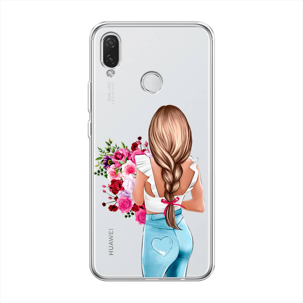 

Чехол на Huawei Nova 3i "Девушка с цветами", Коричневый;розовый;голубой, 68350-6