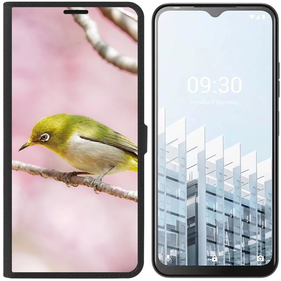 

Чехол-книжка Eco для Tecno POP 6 Pro Японская белоглазка (черный)
