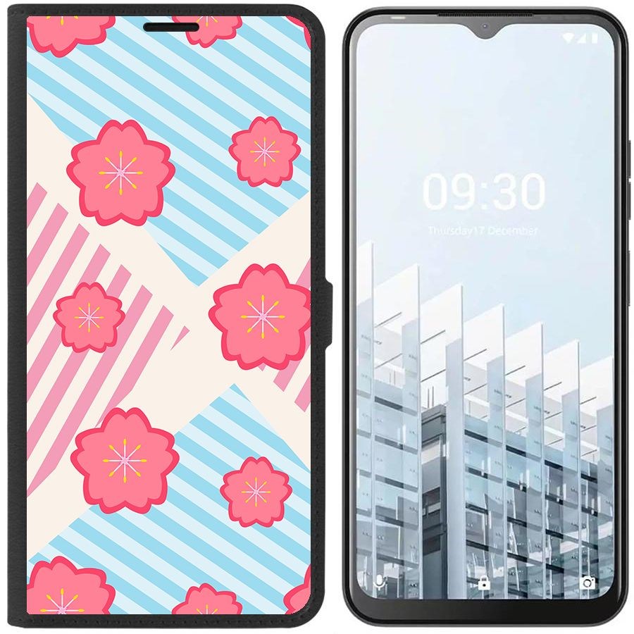 

Чехол-книжка Eco для Tecno POP 6 Pro Цветочный паттерн 10 (черный)
