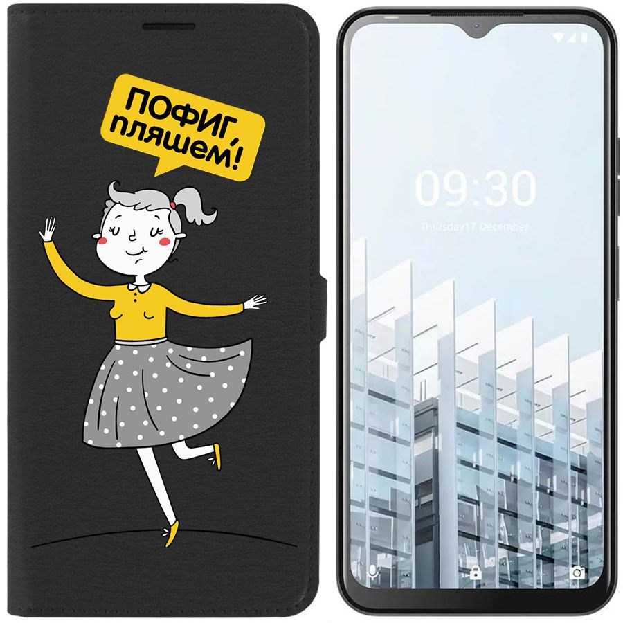

Чехол-книжка Eco для Tecno POP 6 Pro Пофиг, пляшем! (черный)