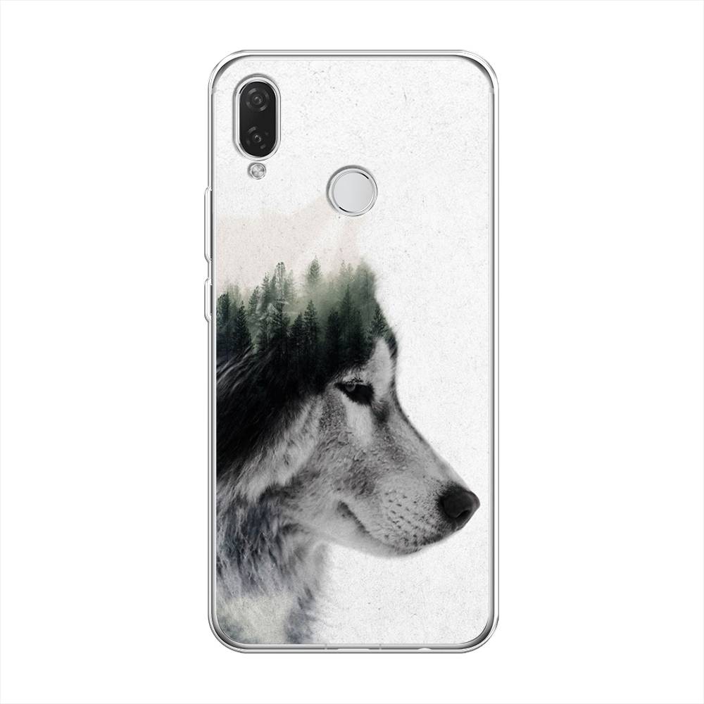 

Чехол на Huawei Nova 3i "Волк лес", Серый;белый, 68350-1