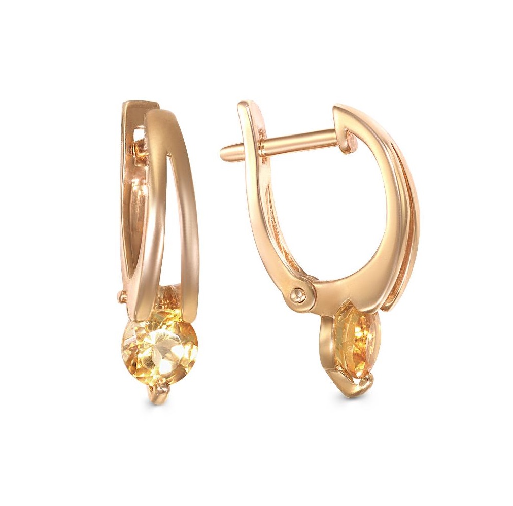 

Серьги из красного золота с цитрином NEWGOLD 102000293339zt, 102000293339zt