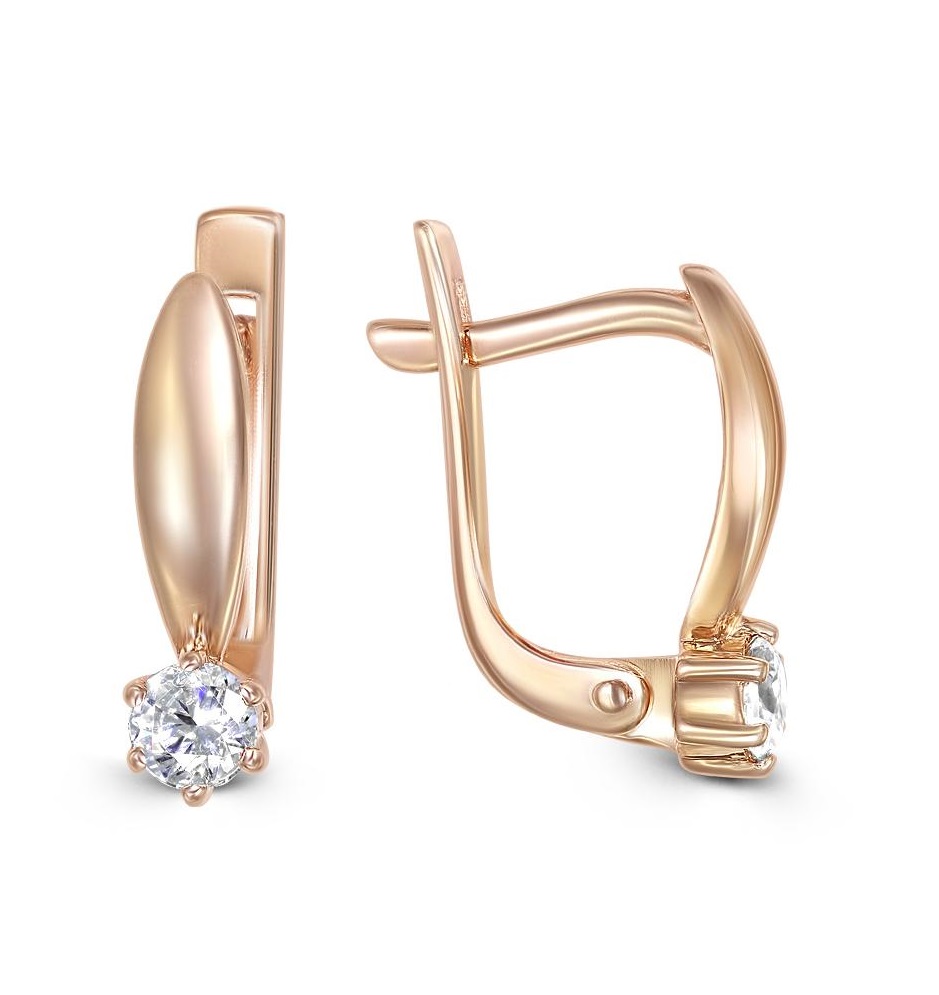 

Серьги из красного золота с бриллиантом NEWGOLD 101000291058br, 101000291058br