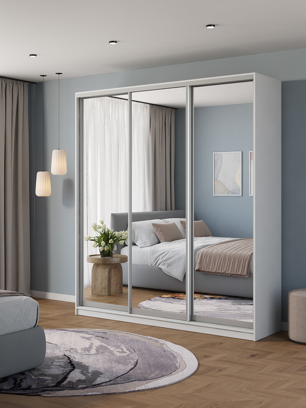 

Шкаф купе Армариум Атина 210х50х240 белый зеркальный, Атина04