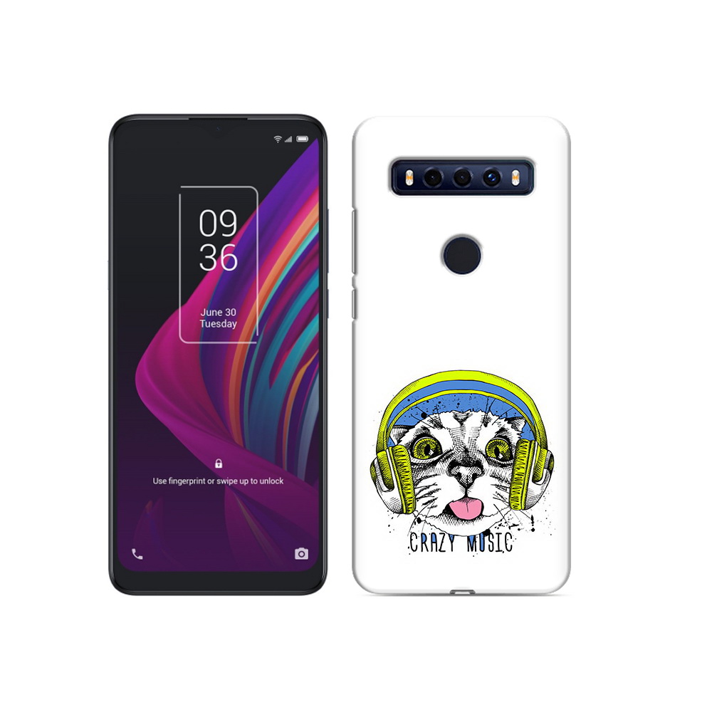 Чехол MyPads Tocco для TCL 10 SE кошка в наушниках рисунок