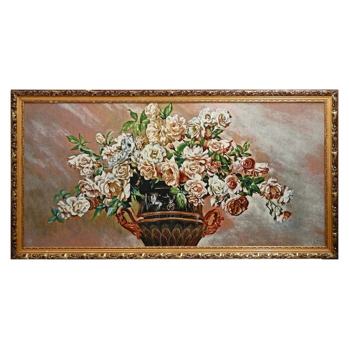 

WJ008-60х120 Картина из гобелена "Розы в вазе с ручками" (65x125)