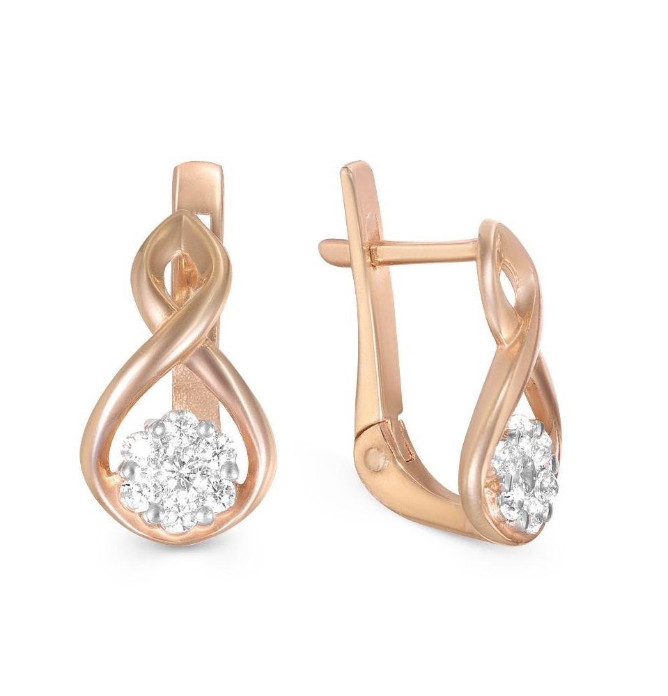 

Серьги из красного золота с фианитом NEWGOLD 105020291211f, 105020291211f