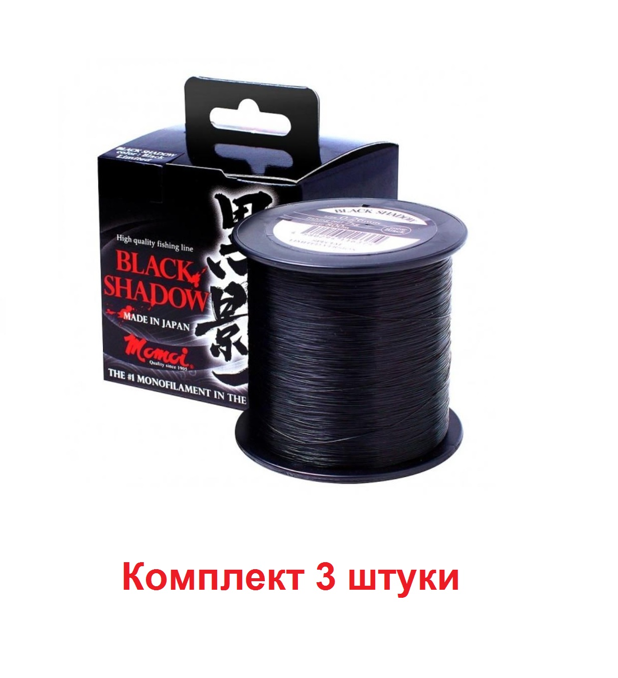 

Монофильная леска для рыбалки Momoi Black Shadow (3 / 0.26 / 7 / 800 / 3 / Black (3 штуки), Черный, Black Shadow