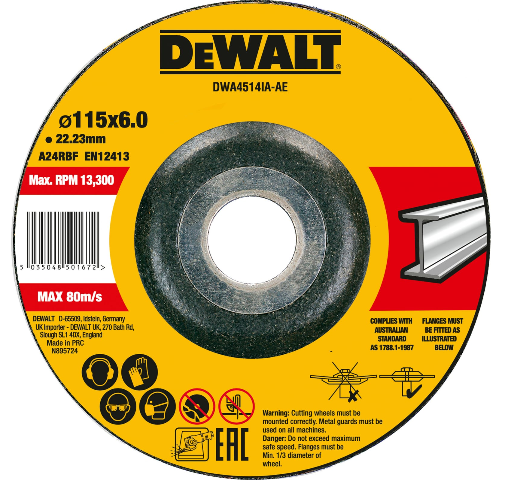 

Диск зачистной по металлу DeWalt DWA4514IA-AE, HP LongLife, 115x6 мм, DWA4514IA-AE