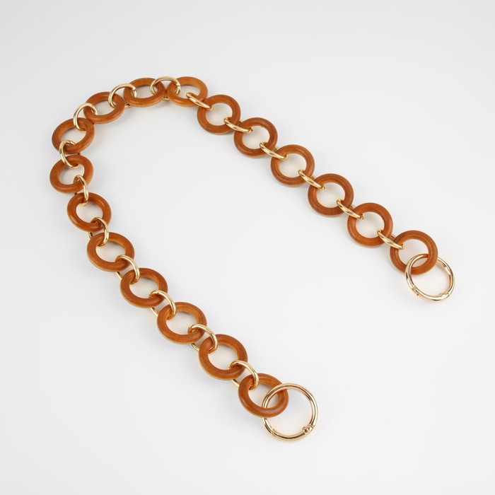 

Арт Узор Цепочка для сумки, с карабинами, деревянная, d = 2,5/3 см, 60 см, коричневый/золо