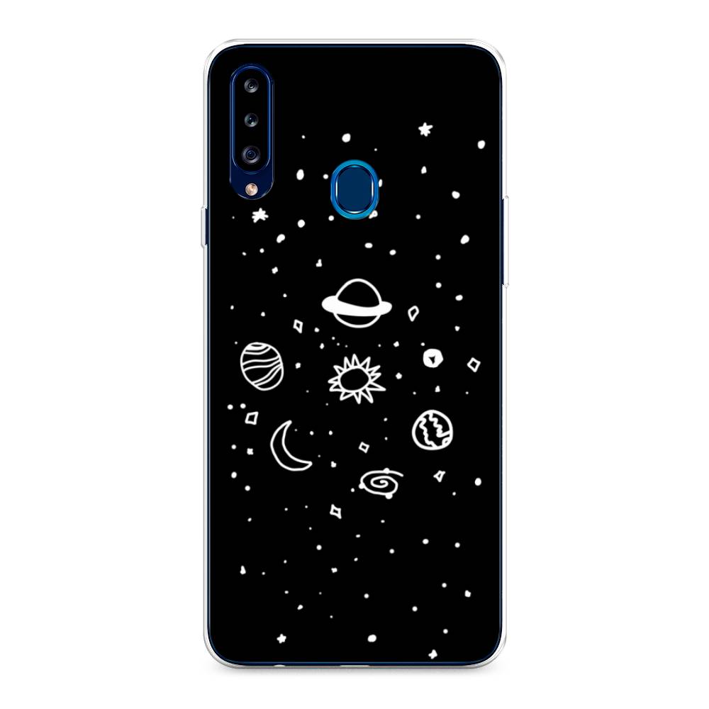 

Чехол на Samsung Galaxy A20s "Дудл солнечной системы", Бежевый;серый, 2100850-2