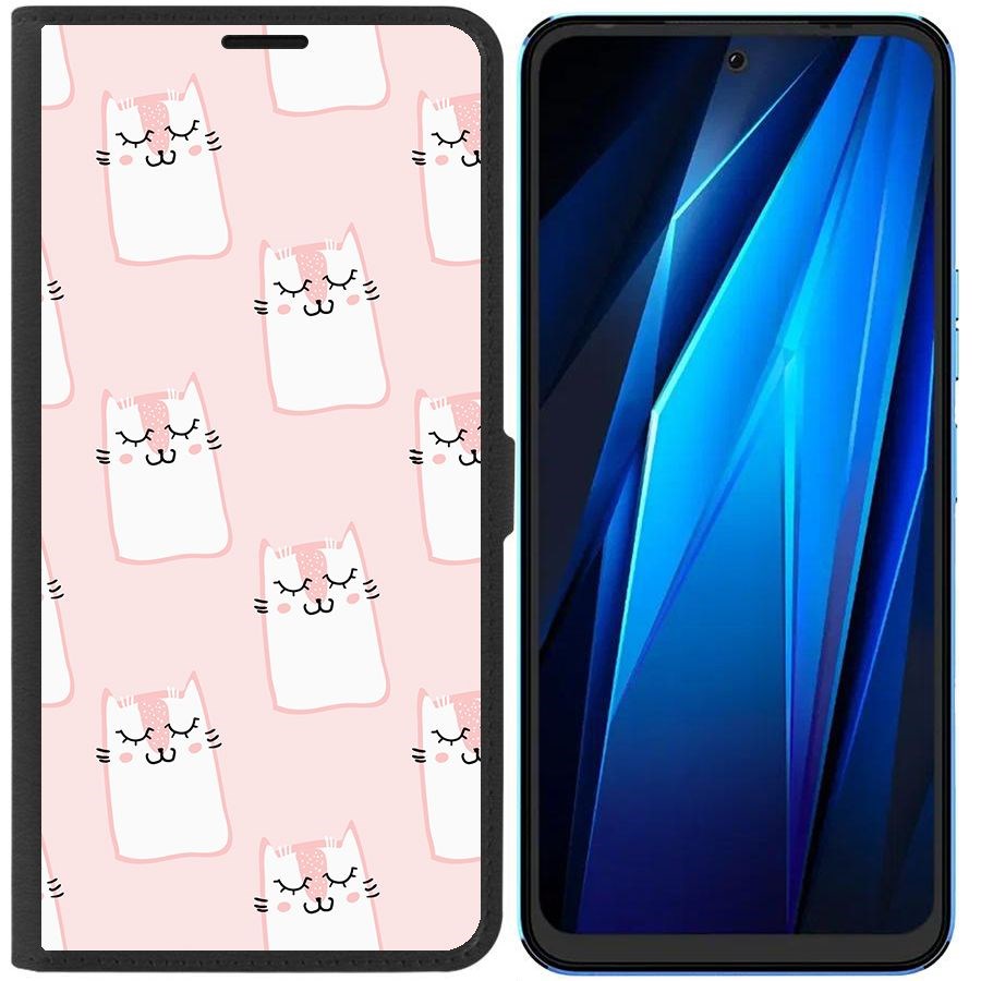 

Чехол-книжка Eco для Tecno Pova Neo 2 Котики паттерн (черный)