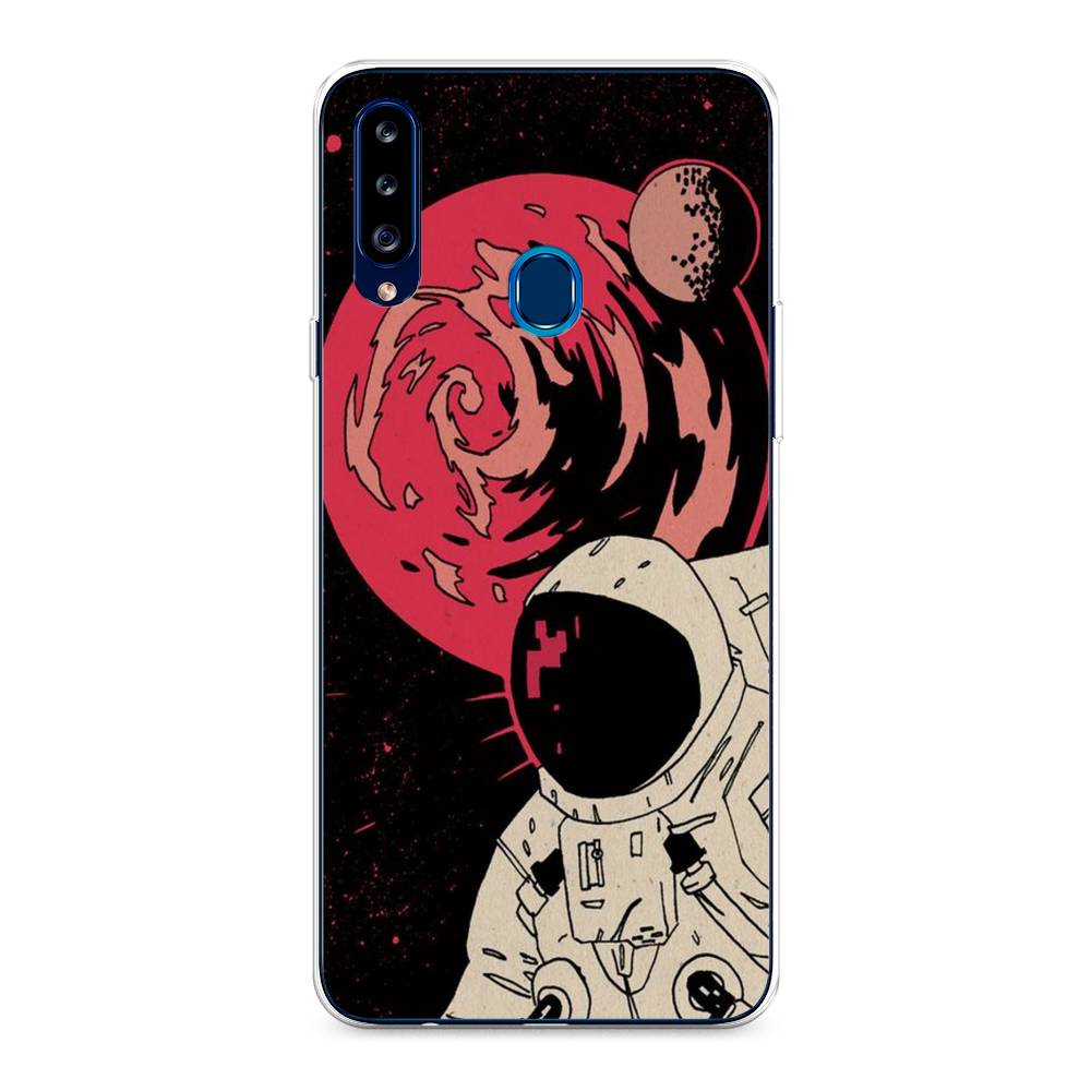 

Чехол на Samsung Galaxy A20s "Космонавт возле Марса", Черный;красный, 2100850-2