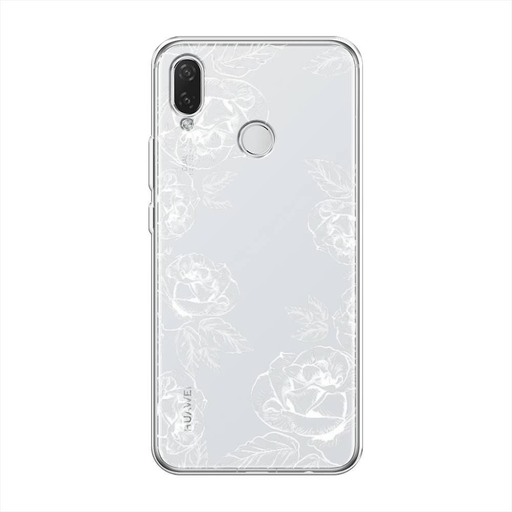 

Чехол на Huawei P Smart Plus "Розы графика", Черный;серый, 68250-2