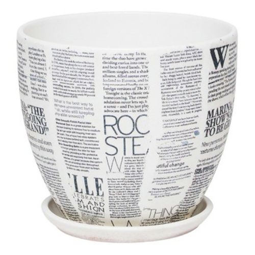 

Горшок для цветов Студия-Декор Газета № 3 15 см белый-черный, Черный;белый