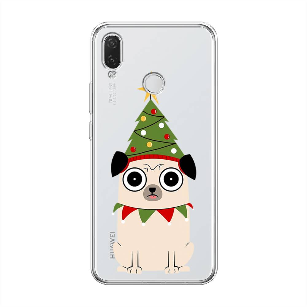 

Чехол на Huawei P Smart Plus "Собачка с ёлочкой", Бежевый;красный;зеленый, 68250-1