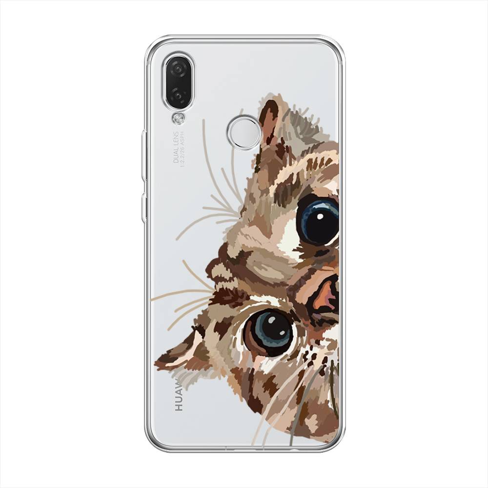 

Чехол на Huawei P Smart Plus "Любопытный кот", Коричневый;синий;черный, 68250-1