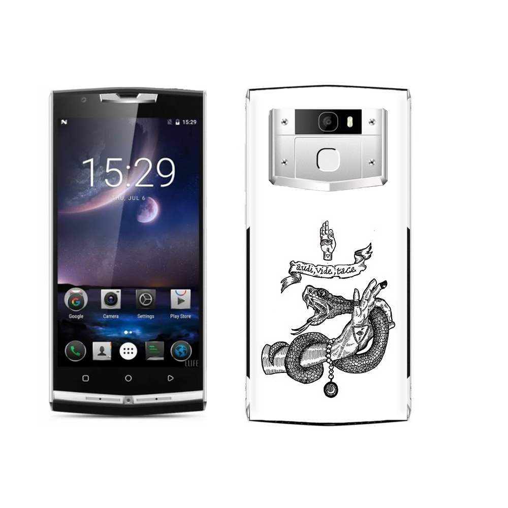 

Чехол MyPads Tocco для Oukitel K10000 Pro змея на руке рисунок, Прозрачный, Tocco