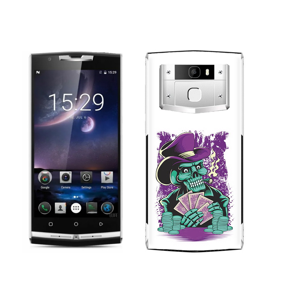 

Чехол MyPads Tocco для Oukitel K10000 Pro зеленый череп с картами, Прозрачный, Tocco