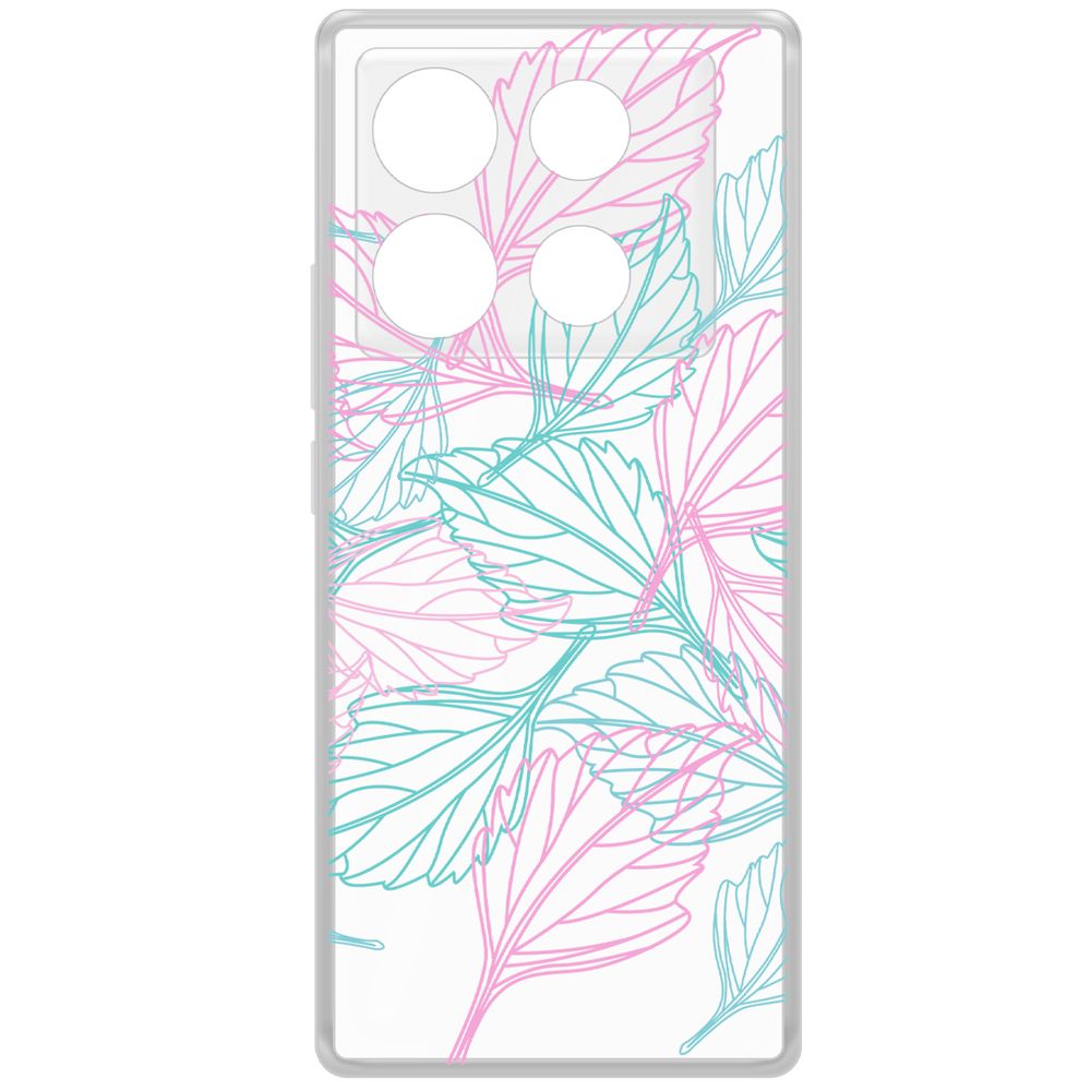 

Чехол-накладка Krutoff Clear Case Листья паттерн для INFINIX Note 40, Прозрачный