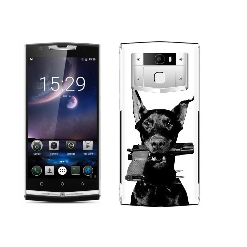 

Чехол MyPads Tocco для Oukitel K10000 Pro доберман с пистолетом, Прозрачный, Tocco