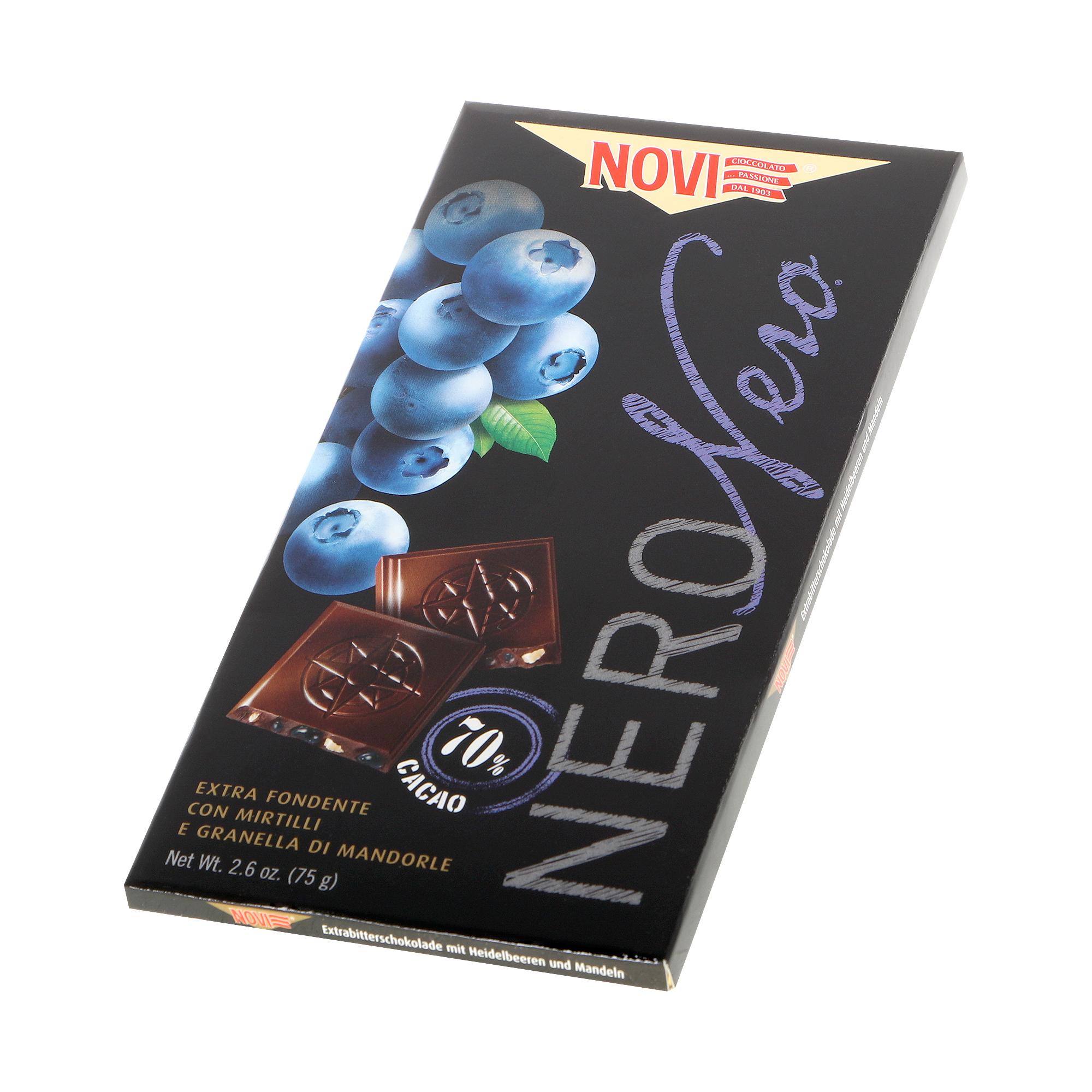 

Плитка Novi Nero темный шоколад с черникой и миндалем 75 г