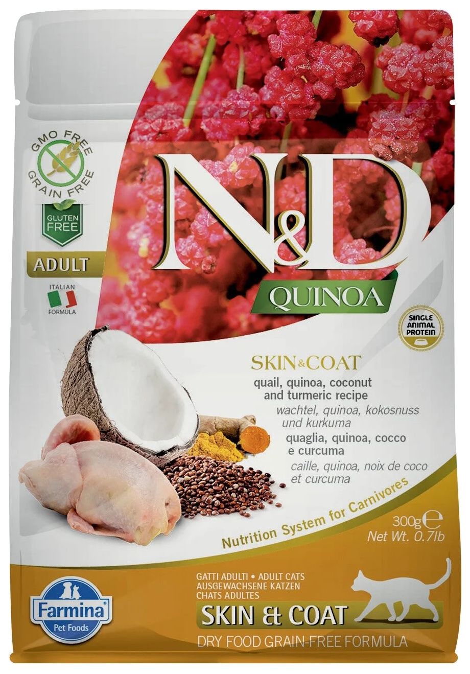 

FARMINA FARMINA CAT N&D GRAIN FREE QUINOA SKIN & COAT QUAIL беззерновой для взрослых кошек