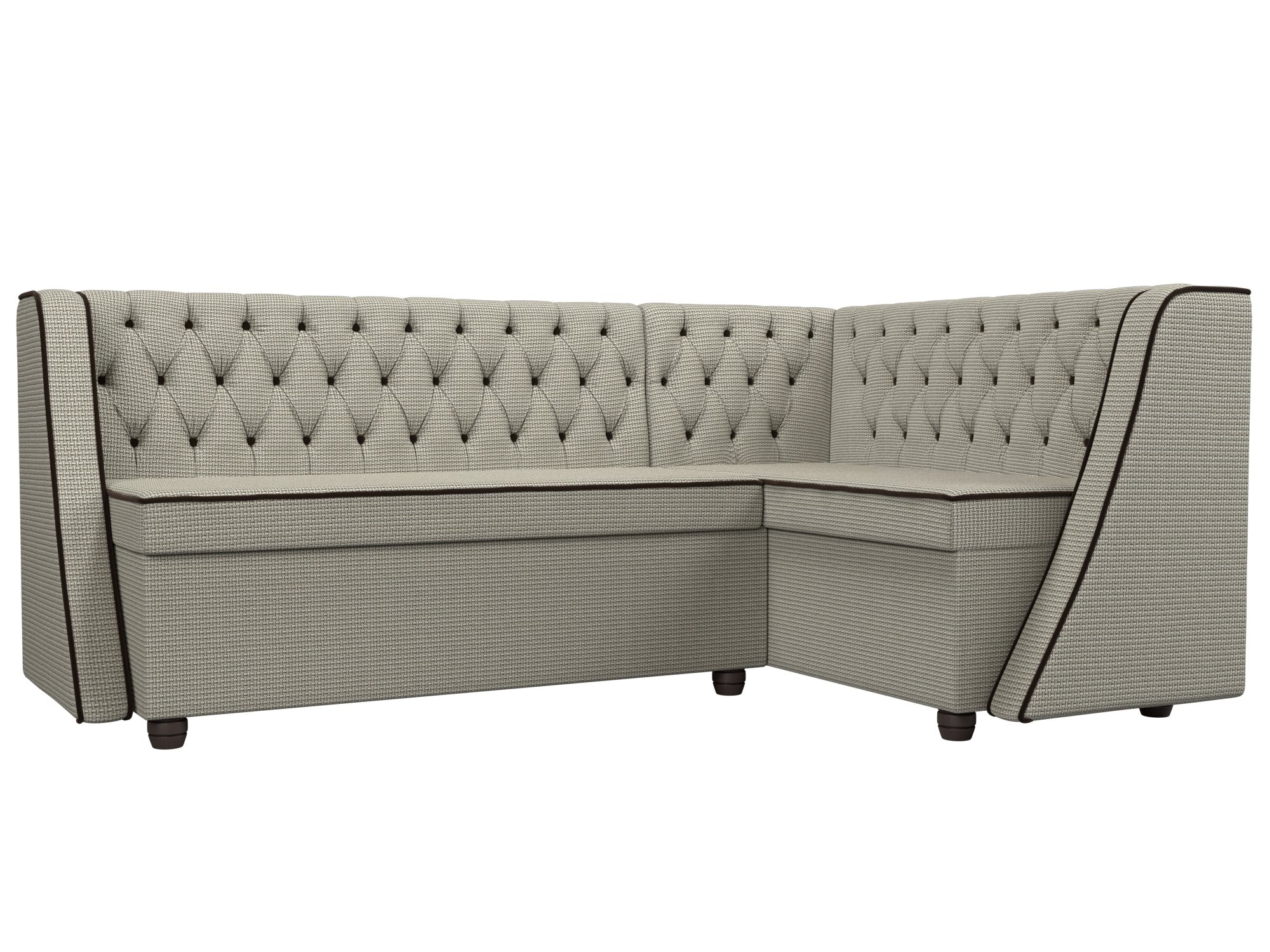 

Кухонный угловой диван Лофт правый рогожка/микровельвет корфу 02/коричневый, Кухонный угловой диван Лофт правый угол