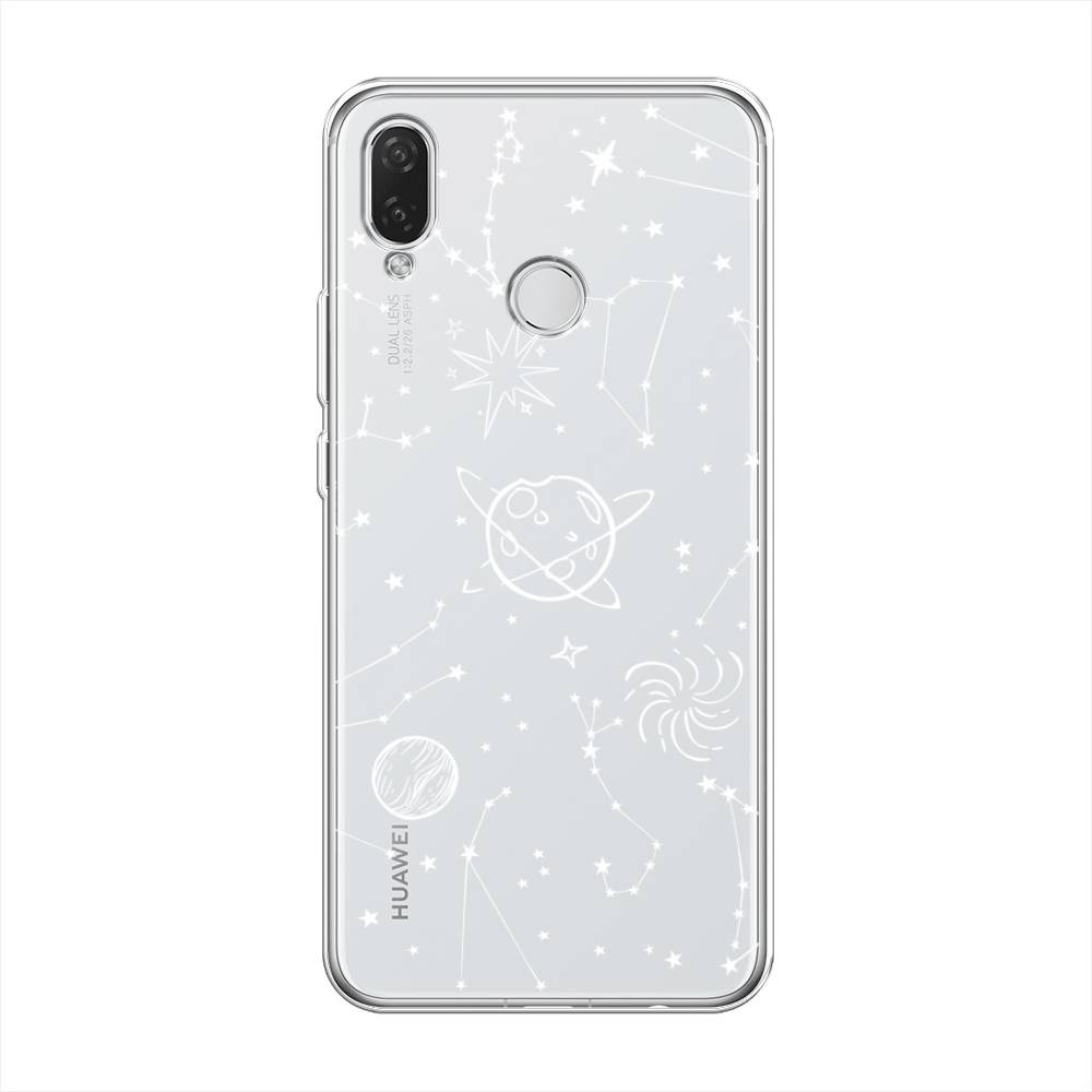 

Чехол на Huawei P Smart Plus "Планеты в космосе", Белый, 68250-2