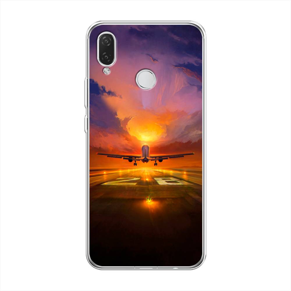 

Чехол на Huawei P Smart Plus "Самолет на посадке", Оранжевый;синий, 68250-6
