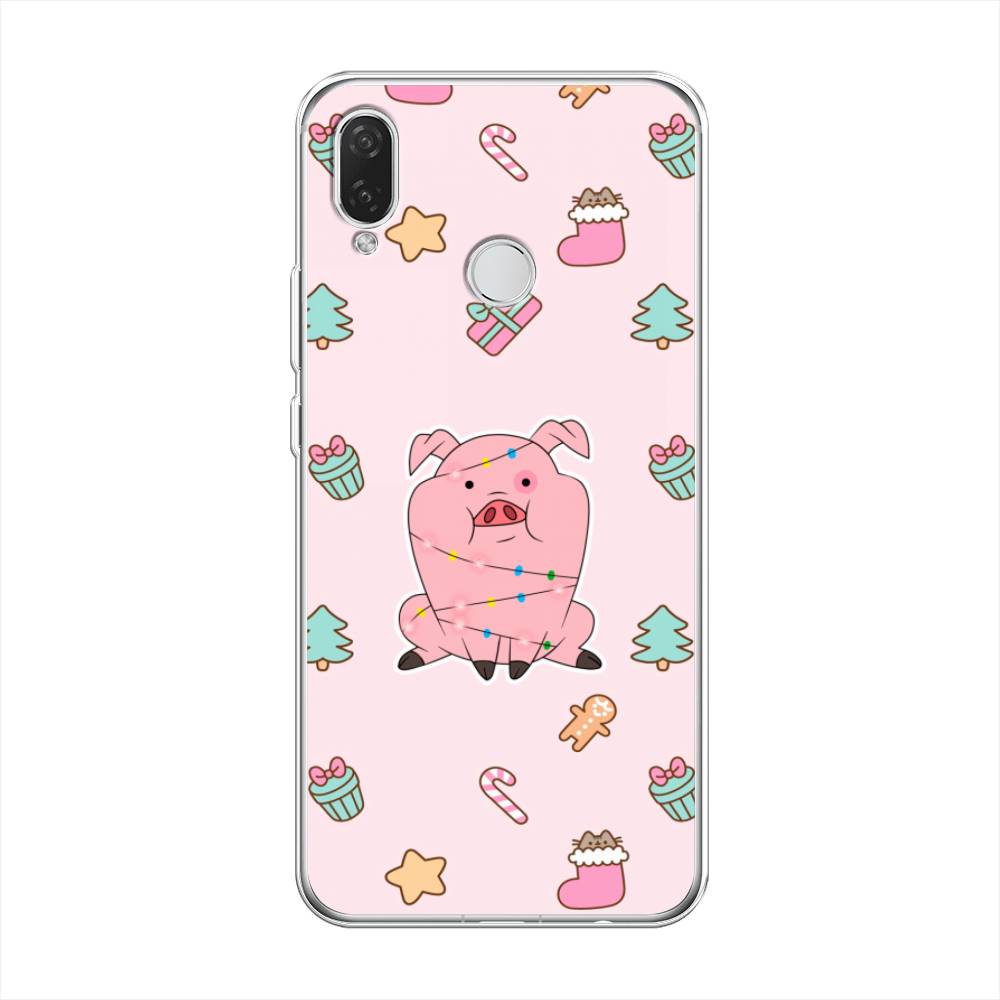 

Чехол на Huawei P Smart Plus "Розовая свинка", Розовый;зеленый, 68250-5