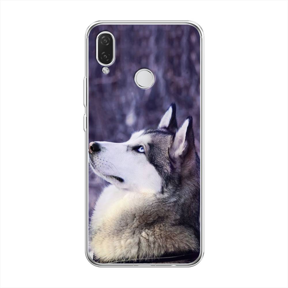 

Чехол на Huawei P Smart Plus "Хаски 1", Фиолетовый;белый, 68250-1